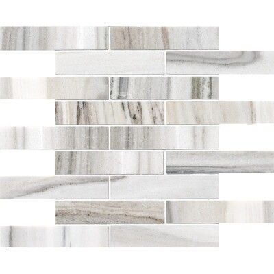 Silver Sky Polished 1 1/4×6 Marble Mosaic 12×12