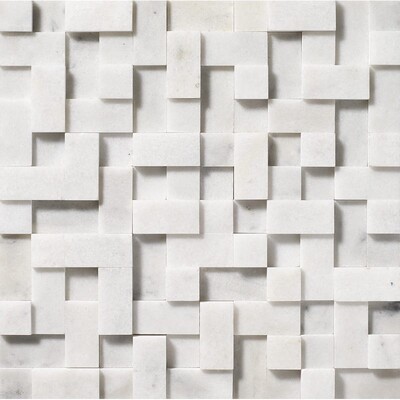 Carrara T Honed Random Cubes Marble Mosaic 12×12