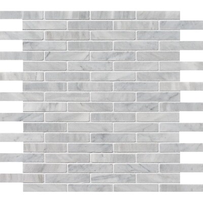 Carrara T Honed 5/8×3 Marble Mosaic 12×12