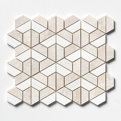 Royal Beige Textured 3d Hexagon Marble Mosaic 10 3/8×12