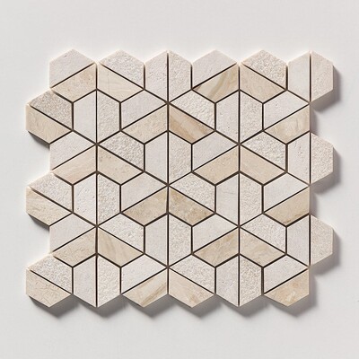 Royal Beige Textured 3d Hexagon Marble Mosaic 10 3/8×12