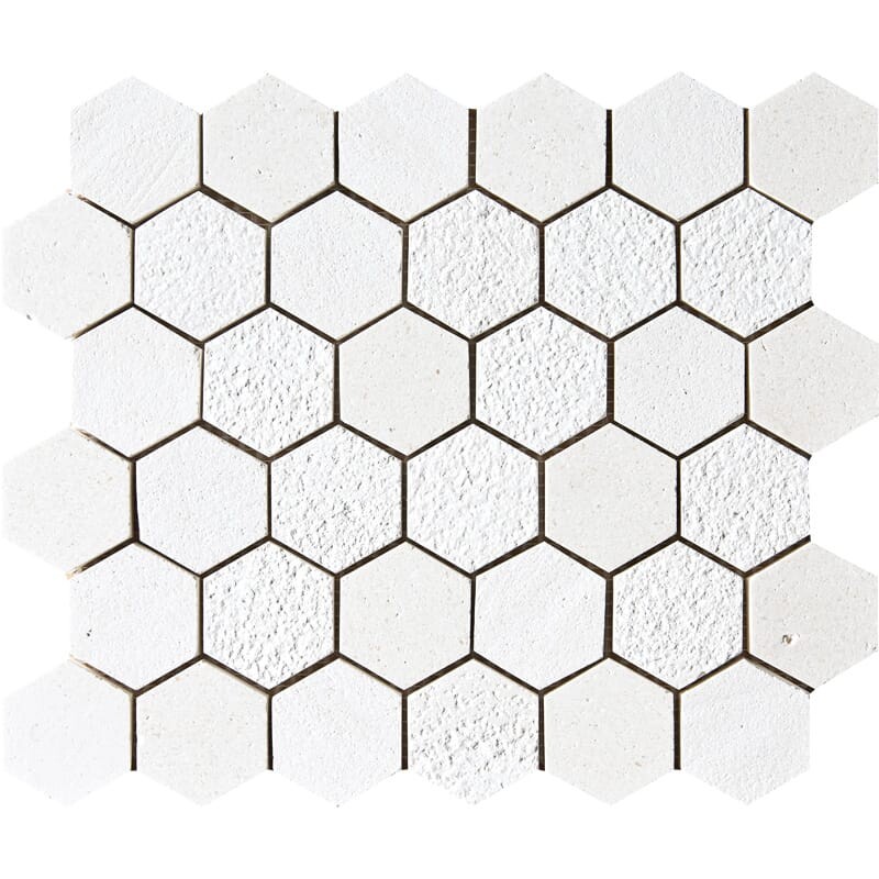 Paris Textura Hexagon Limestone Mosaic 10 3/8×12