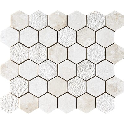 Royal Beige Textured Hexagon 2 Marble Mosaic 10 3/8×12