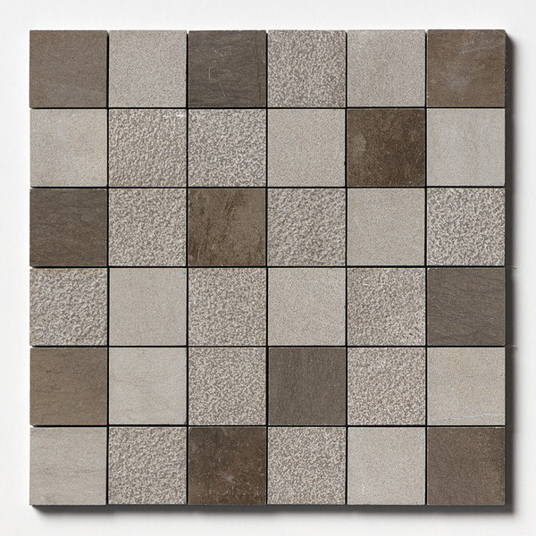 Gray Fousanna Textured 2×2 Limestone Mosaic 12×12