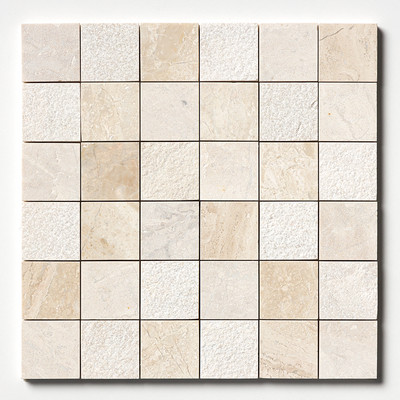 Royal Beige Textured 2×2 Marble Mosaic 12×12