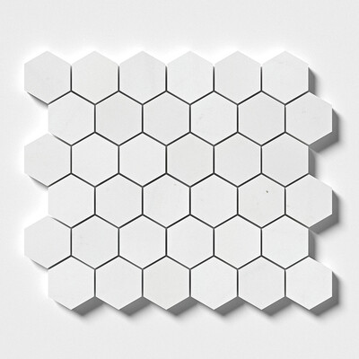 Alpina White Honed Hexagon Marble Mosaic 10 3/8×12