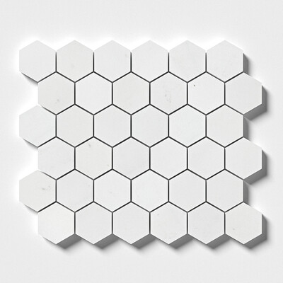 Alpina White Polished Hexagon Marble Mosaic 10 3/8×12