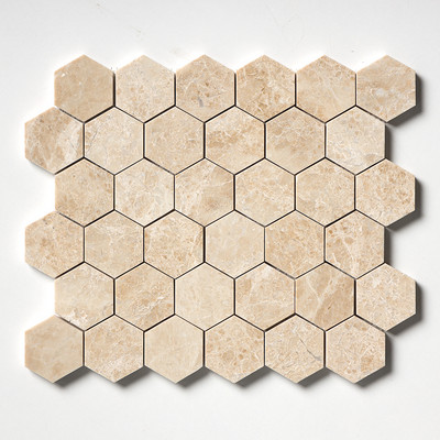 Delicate Beige Polished Hexagon Marble Mosaic 10 3/8×12