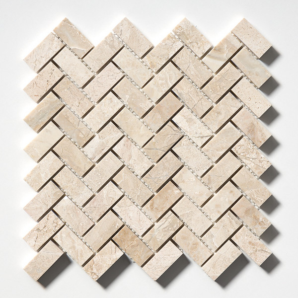 Royal Beige Honed Herringbone 1×2 Marble Mosaic 11×11