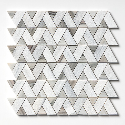 Silver Sky Multi Finish Monte Marble Mosaic 12 3/8×12 3/8