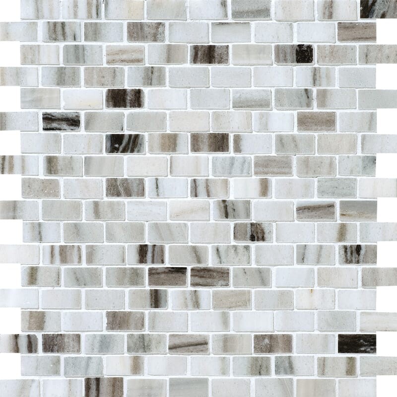 Silver Sky Honed 5/8×1 1/4 Marble Mosaic 12×12