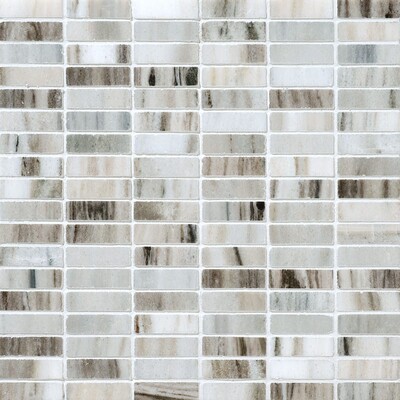 Silver Sky Honed 5/8×2 Marble Mosaic 12×12