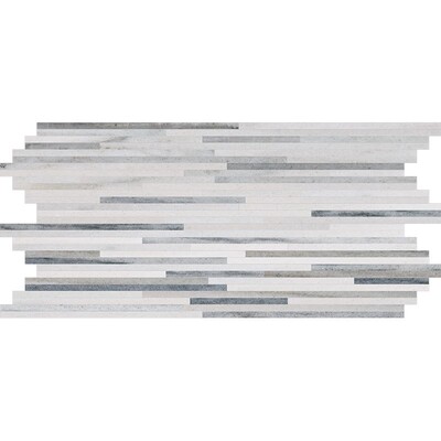 Silver Sky Honed Bamboo Marble Mosaic 6×12