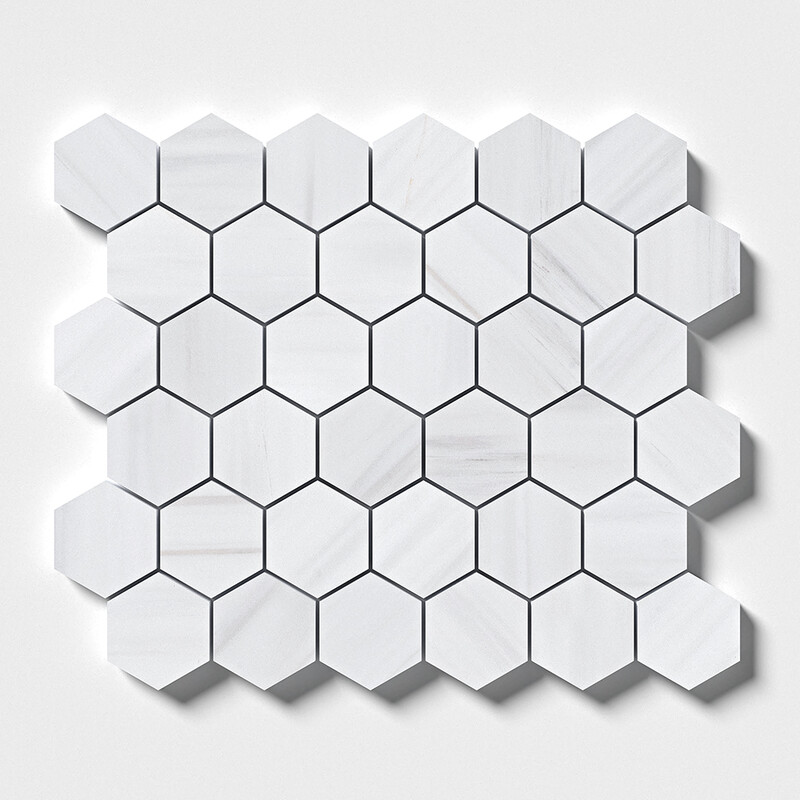 Bianco Dolomiti Polished Hexagon Marble Mosaic 10 3/8×12