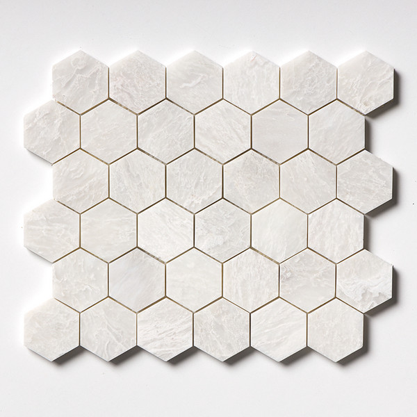 Siberian White Polished Hexagon Marble Mosaic 10 3/8×12