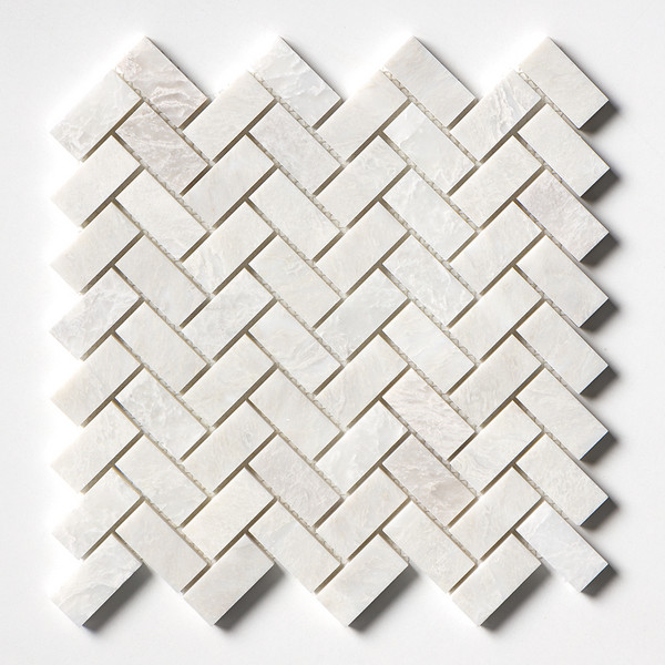 Siberian White Polished Herringbone Marble Mosaic 11×11