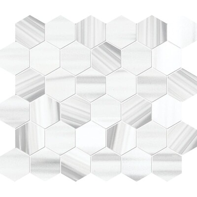 Mink White Honed Hexagon Marble Mosaic 10 3/8×12