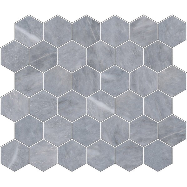 Bardiglio Light Honed Hexagon Marble Mosaic 10 3/8×12