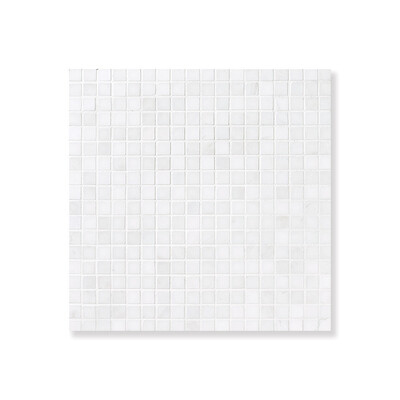 Bianco Dolomiti Honed Staggered Joint 5/8×5/8 Marble Mosaic 12×12