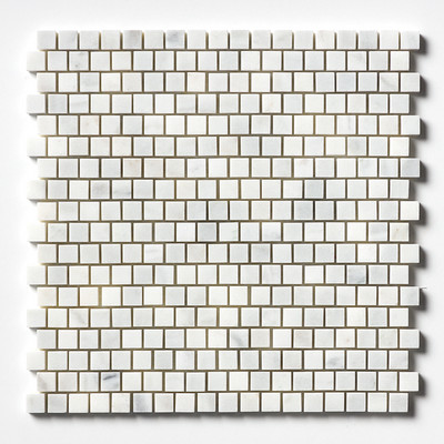 Carrara Blend Honed Staggered Joint 5/8×5/8 Marble Mosaic 12×12