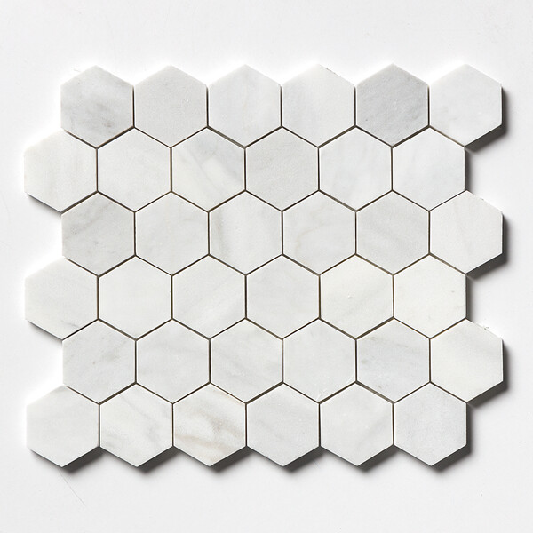 Carrara Blend Honed Hexagon 2 Marble Mosaic 10 3/8×12