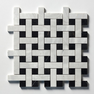 Carrara Blend Honed Basket Weave 1×3 Marble Mosaic 12×12