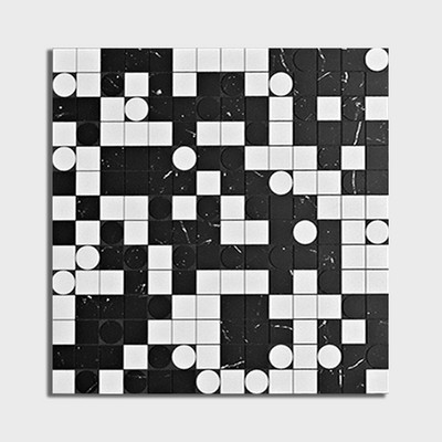 Checker Honed Othello Marble Mosaic 12×12