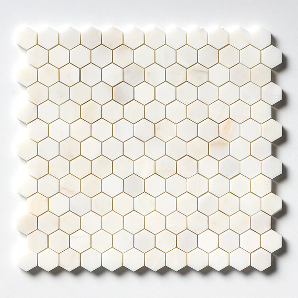 Calacatta Cremo Honed Hexagon 1×1 Marble Mosaic 11 1/2×12 1/4