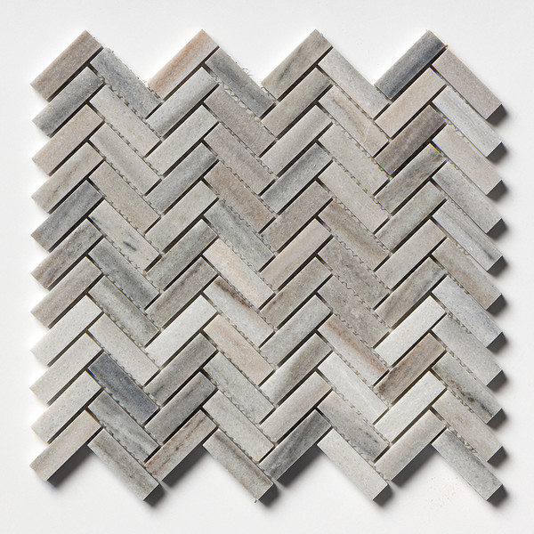 Silver Sky Honed Herringbone Marble Mosaic 10 7/16×12 13/16