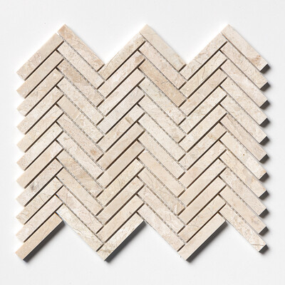 Royal Beige Honed Herringbone 5/8×3 Marble Mosaic 10 7/16×12 13/16