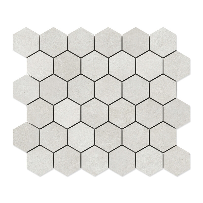 Smoke White  Hexagon 2 Porcelain Mosaic 10 3/8×12