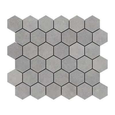 Smoke Gray  Hexagon 2 Porcelain Mosaic 10 3/8×12