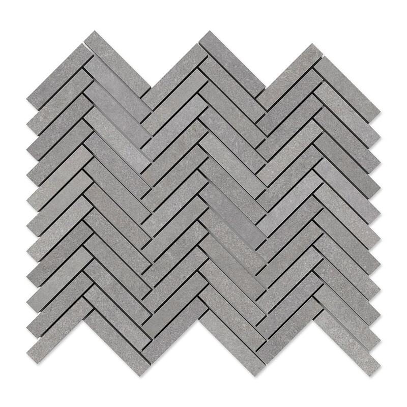 Smoke Gray  Herringbone 5/8×3 Porcelain Mosaic 10 7/16×12 13/16