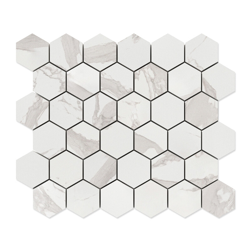 Simplicity Polished Hexagon 2 Porcelain Mosaic 10 3/8×12