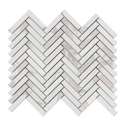 Simplicity Polished Herringbone 5/8×3 Porcelain Mosaic 10 7/16×12 13/16