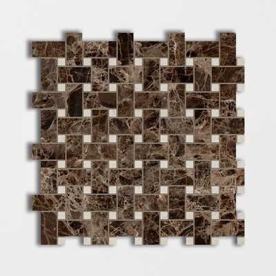 Emperador Dark&crema Marfil Polished Basket Weave Marble Mosaic 12×12