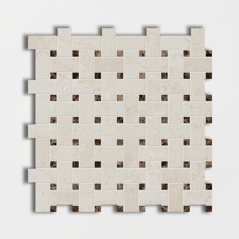 Crema Marfil Polished Basket Weave Marble Mosaic 12×12