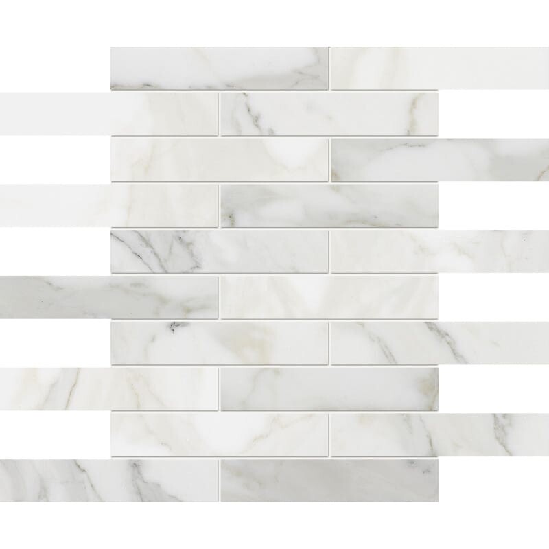 Calacatta Gold Polished 1 1/4 X 6 Marble Mosaic 12×12