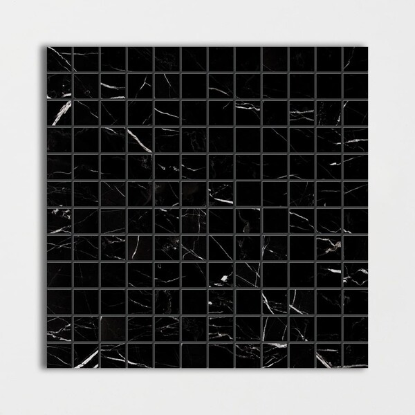 Black Polished 1×1 Marble Mosaic 12×12