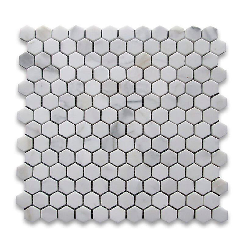 Calacatta Gold Standard Honed Hexagon 1×1 Marble Mosaic 12×12