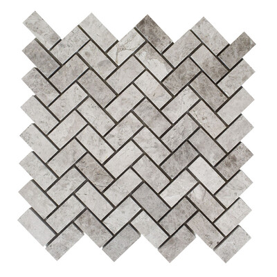 Sky Blue Honed Herringbone 1×2 Marble Mosaic 11×11