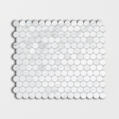 Bella White Honed Penny Round Marble Mosaic 12×12