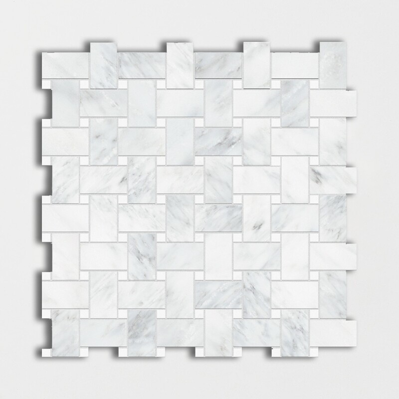 Bella White Honed Basket Weave Marble Mosaic 12×12