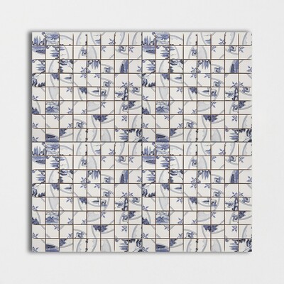 Scenic Mismatch Glazed Double Dutch Ceramic Mosaic 11 7/32×11 7/32