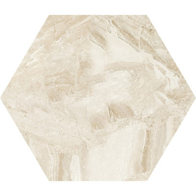 Mosaico hexagonal de mármol apomazado beige real 5 25/32x5