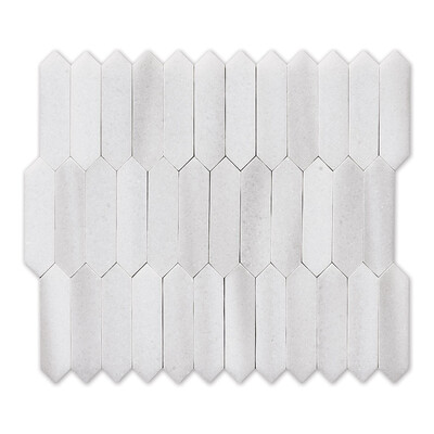 Mink White Polished Baby Picket Waterjet Marble Mosaic 13 3/16×11