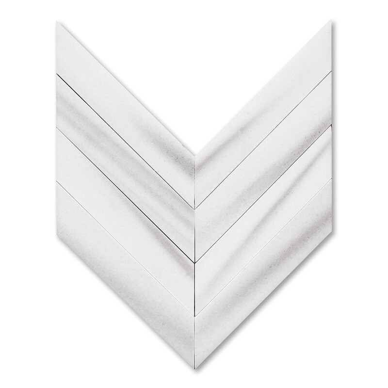 Mink White Polished Chevron Waterjet Marble Mosaic 13×10