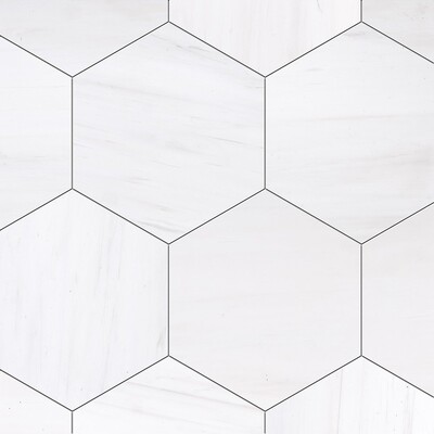 Bianco Dolomiti Honed Hexagon Waterjet Marble Tile 8×8