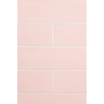 Blush Glossy Subway Ceramic Tile 4×12