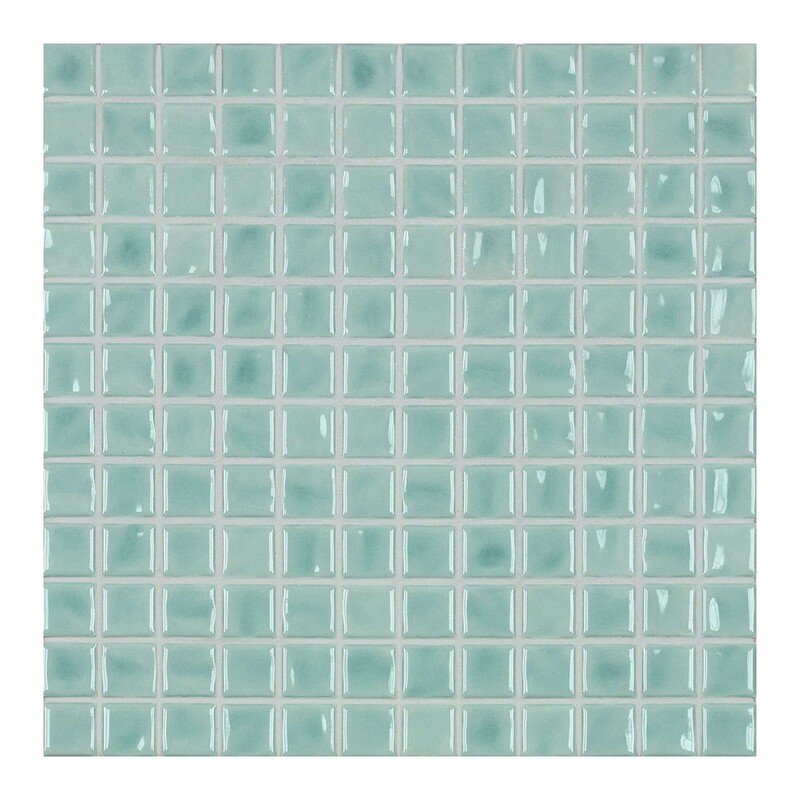 Ice Blue Glossy 1×1 Porcelain Mosaic 9 1/16×9 1/16